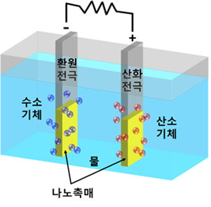 수전해 반응에 대한 모식도