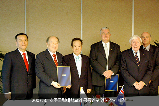 2007. 3. 호주국립대학교와 공동연구 양해각서 체결